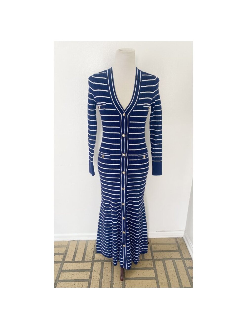 J. Crew Button Up Sweater Long Dress Stripe